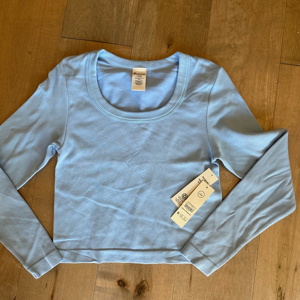 No Boundaries Sky Blue Crew Neck Top